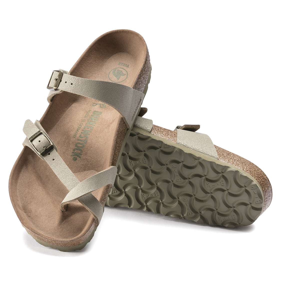 Birkenstock Mayari Vegan Birkibuc Multi Strap Sandals Khaki | ANiN1aNzvhG