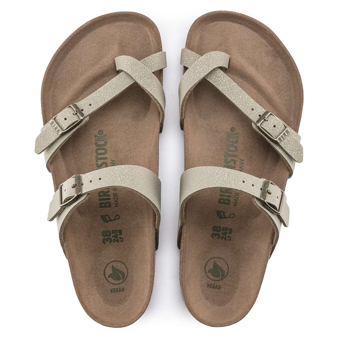 Birkenstock Mayari Vegan Birkibuc Multi Strap Sandals Khaki | ANiN1aNzvhG