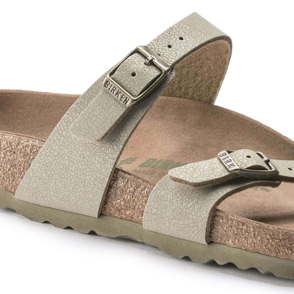 Birkenstock Mayari Vegan Birkibuc Multi Strap Sandals Khaki | ANiN1aNzvhG