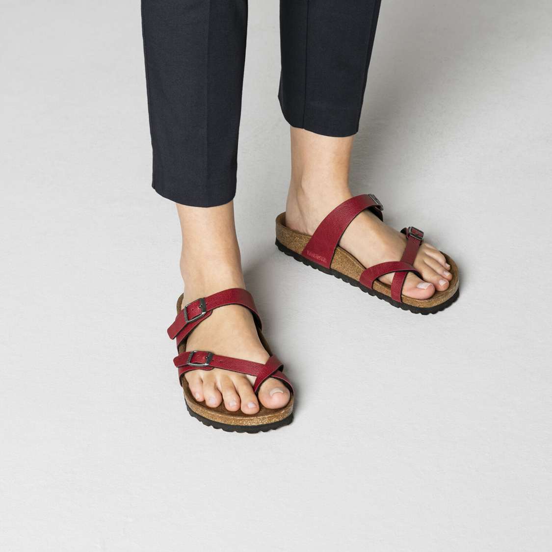 Birkenstock Mayari Vegan Birko-Flor Thong Burgundy | EJrivmcIpkh