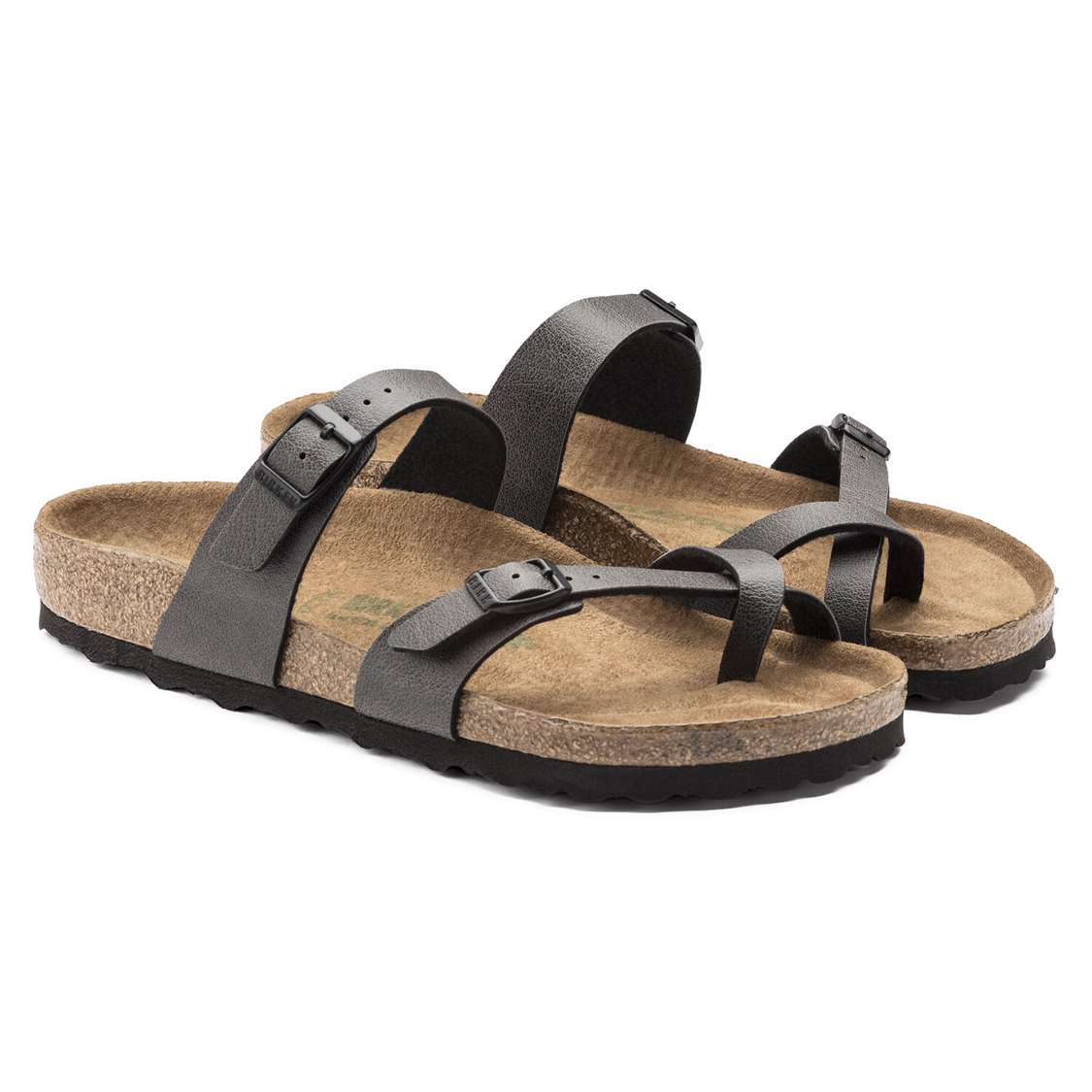 Birkenstock Mayari Vegan Birko-Flor Thong Dark Grey | dbDprBAb3Oy