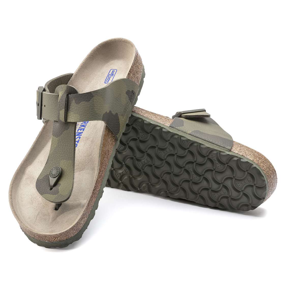 Birkenstock Medina Soft Footbed Birko-Flor One Strap Sandals Camo Green | Nj4YAFQVzBM