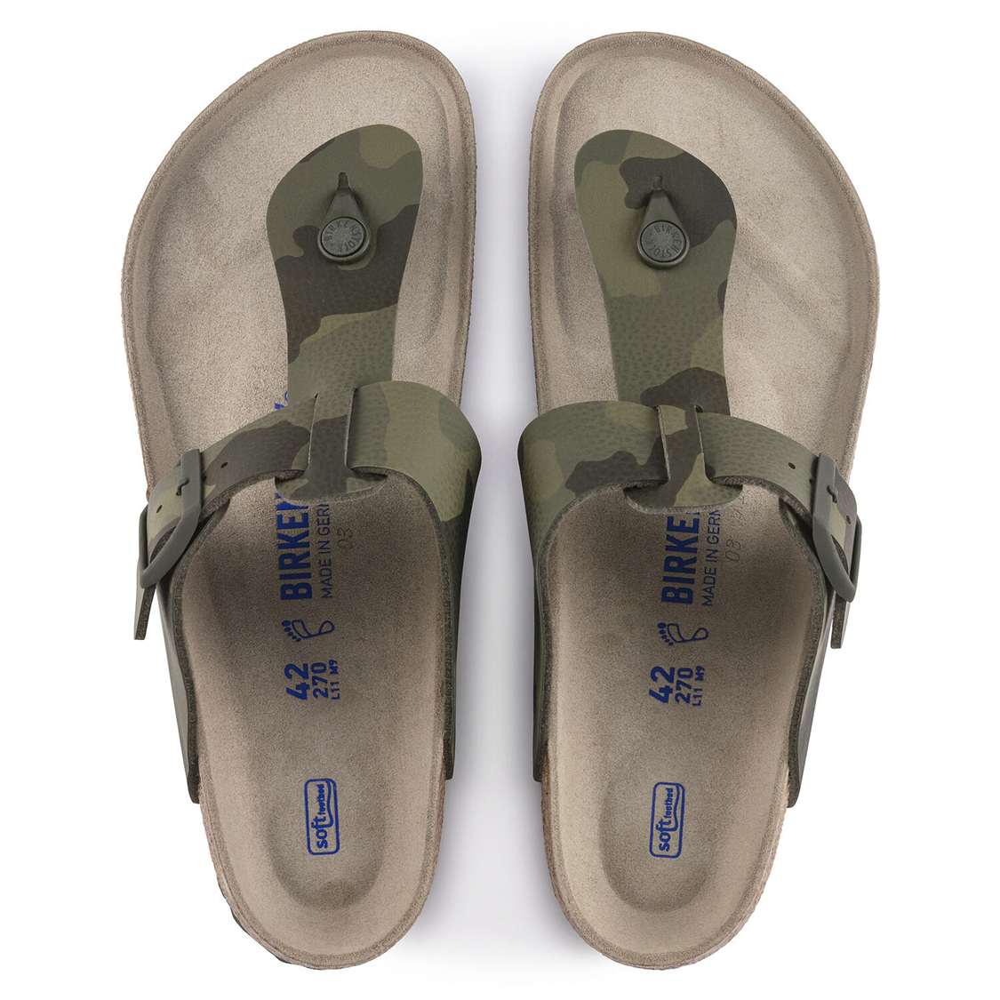 Birkenstock Medina Soft Footbed Birko-Flor One Strap Sandals Camo Green | Nj4YAFQVzBM