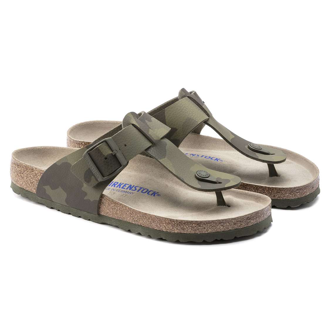 Birkenstock Medina Soft Footbed Birko-Flor One Strap Sandals Camo Green | Nj4YAFQVzBM