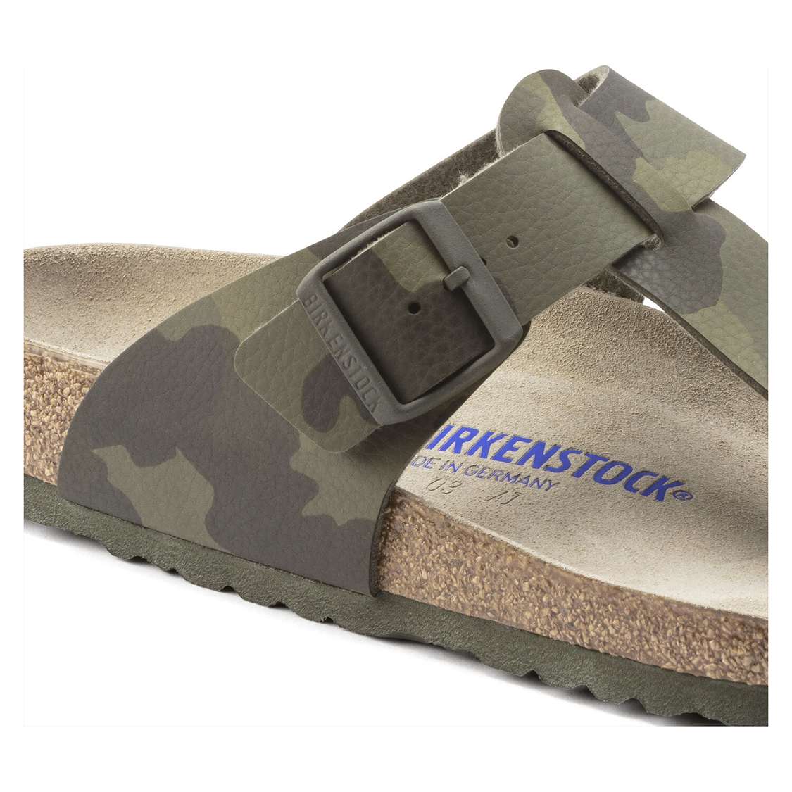 Birkenstock Medina Soft Footbed Birko-Flor One Strap Sandals Camo Green | Nj4YAFQVzBM