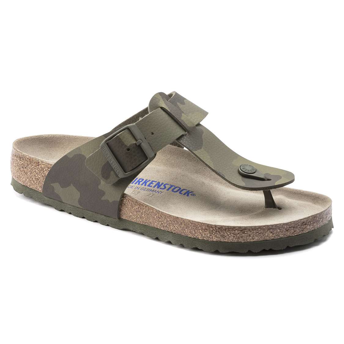 Birkenstock Medina Soft Footbed Birko-Flor One Strap Sandals Camo Green | Nj4YAFQVzBM