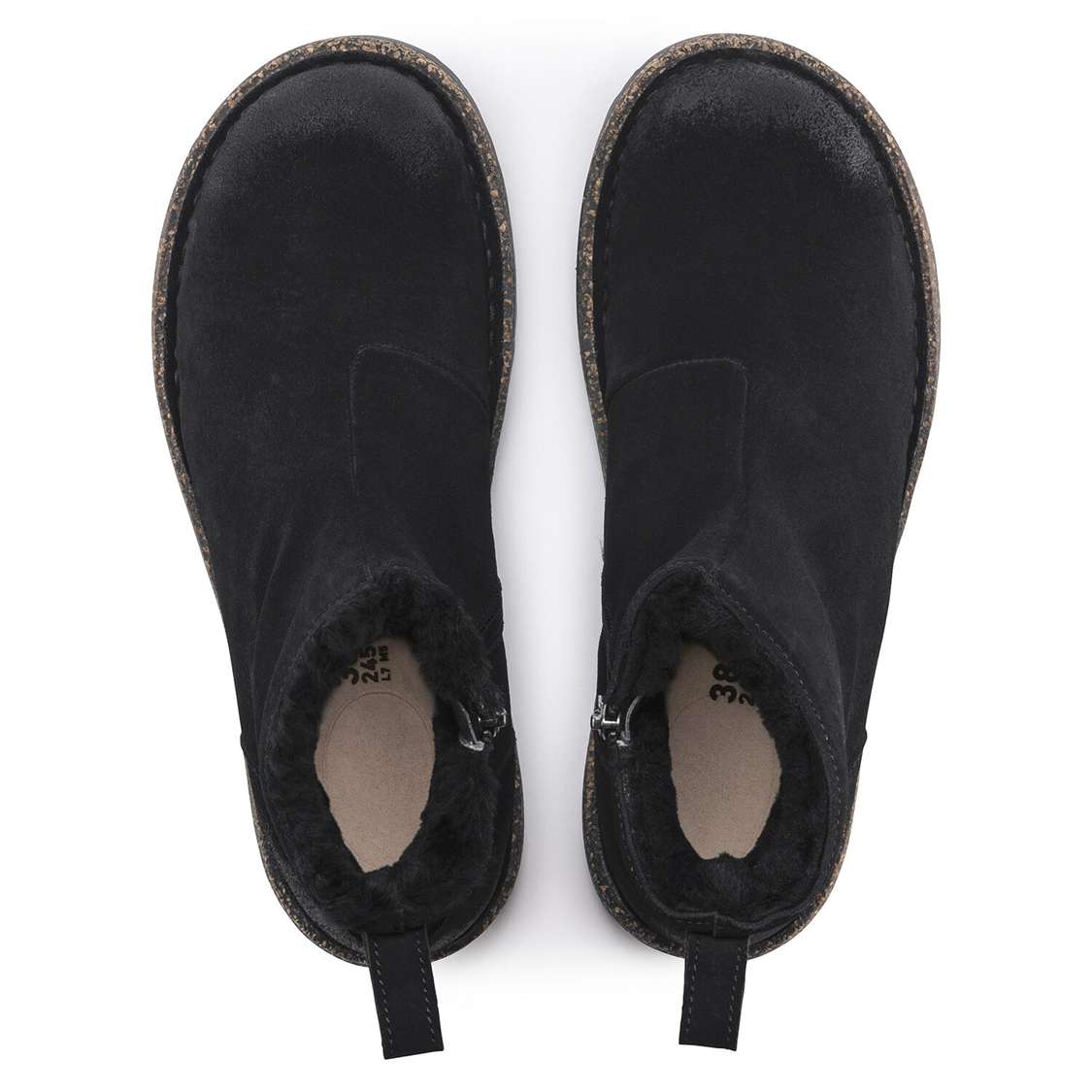 Birkenstock Melrose Shearling Suede Leather Boots Black | qcZ4NZTd3IL