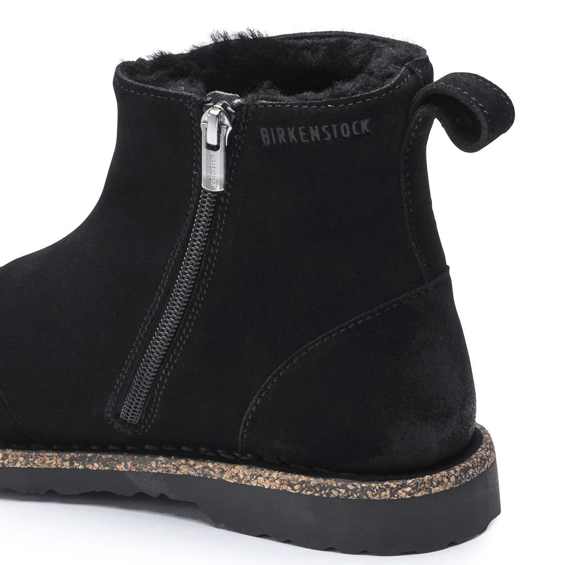 Birkenstock Melrose Shearling Suede Leather Boots Black | qcZ4NZTd3IL