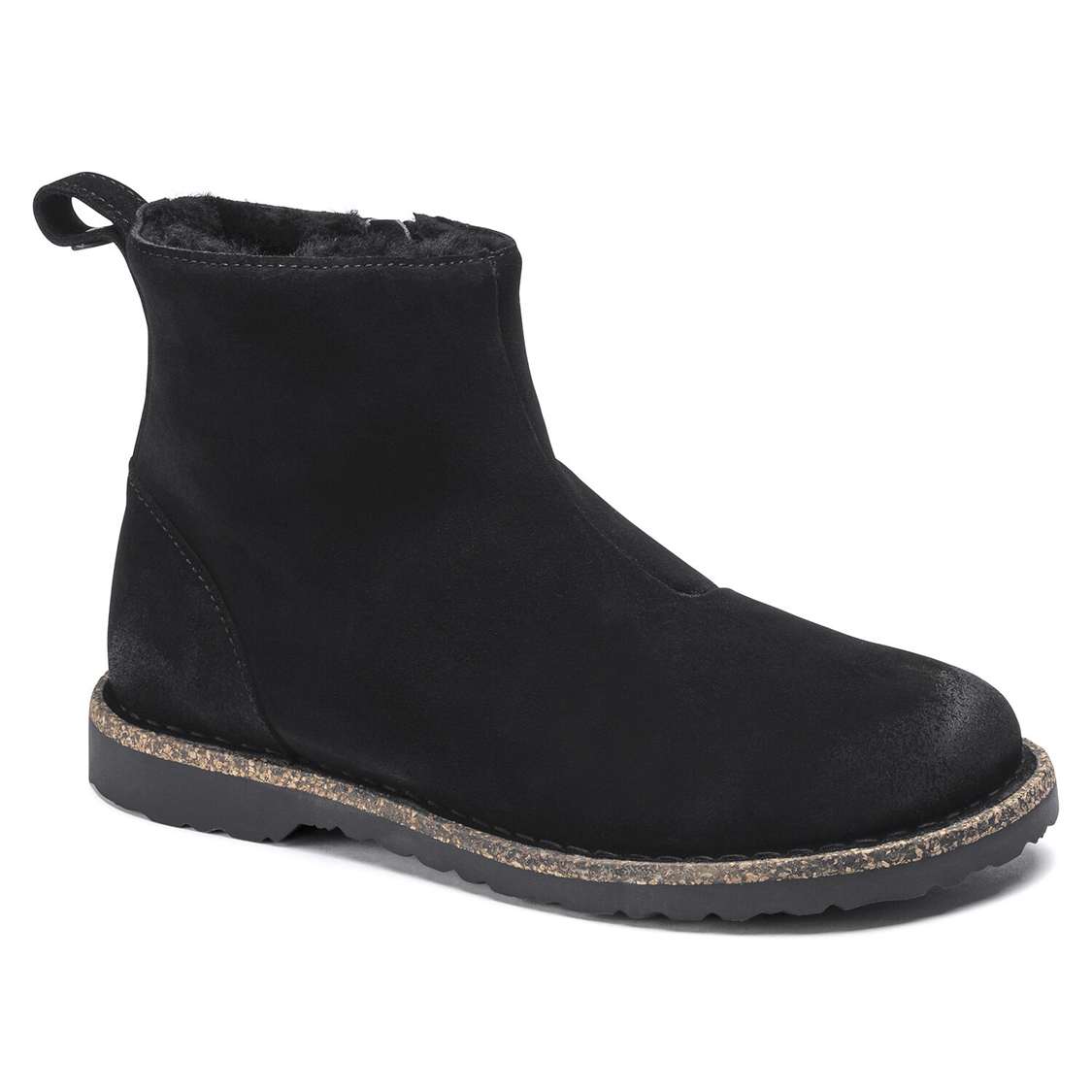 Birkenstock Melrose Shearling Suede Leather Boots Black | qcZ4NZTd3IL