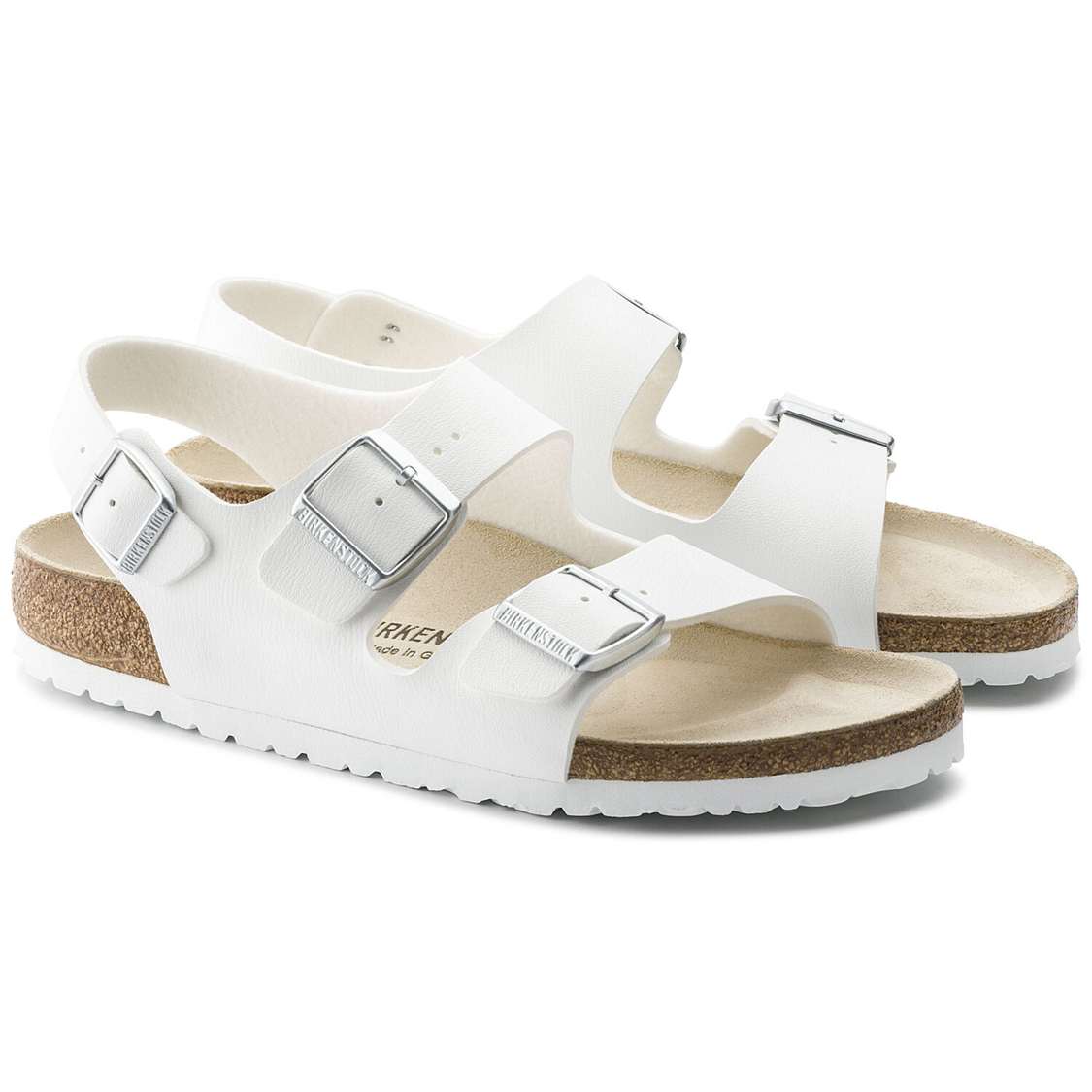 Birkenstock Milano Birko-Flor Back Strap Sandals White | 4SYW9Vv1rDN