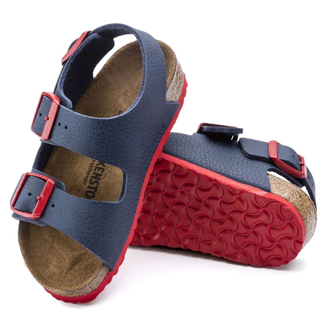 Birkenstock Milano Birko-Flor Boys Sandals Blue Red | wZC3X4jIJQh