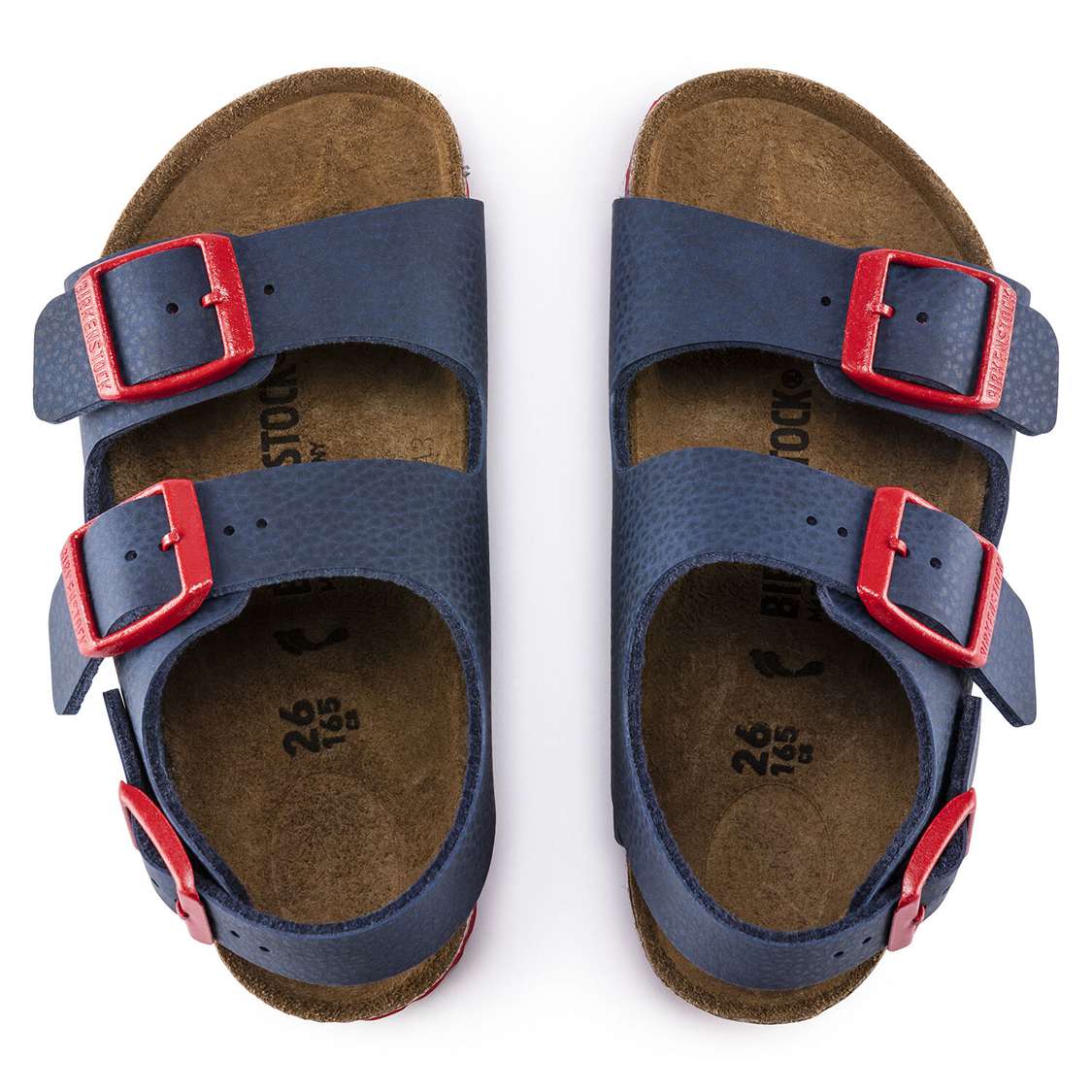 Birkenstock Milano Birko-Flor Boys Sandals Blue Red | wZC3X4jIJQh