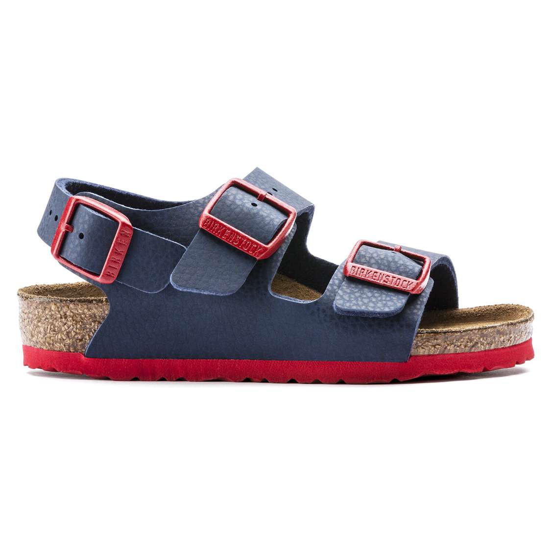 Birkenstock Milano Birko-Flor Boys Sandals Blue Red | wZC3X4jIJQh