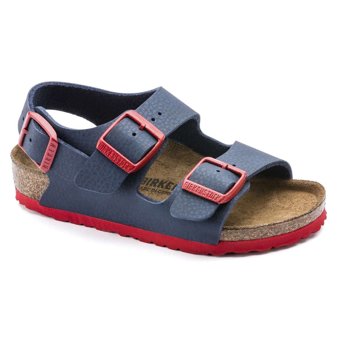 Birkenstock Milano Birko-Flor Boys Sandals Blue Red | wZC3X4jIJQh