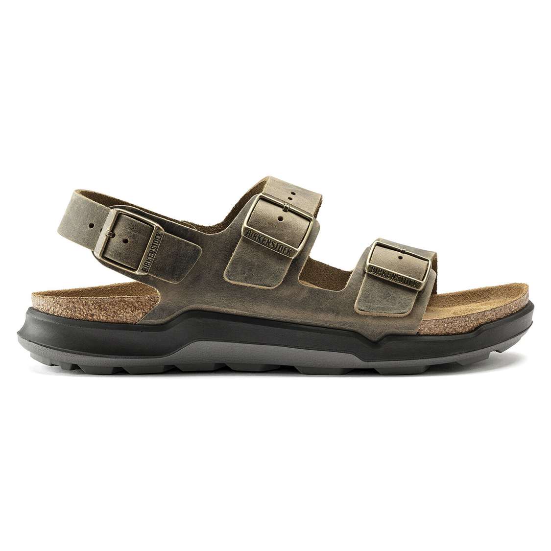 Birkenstock Milano Cross Town Oiled Leather Two Strap Sandals Khaki | paVDCbDgN6S