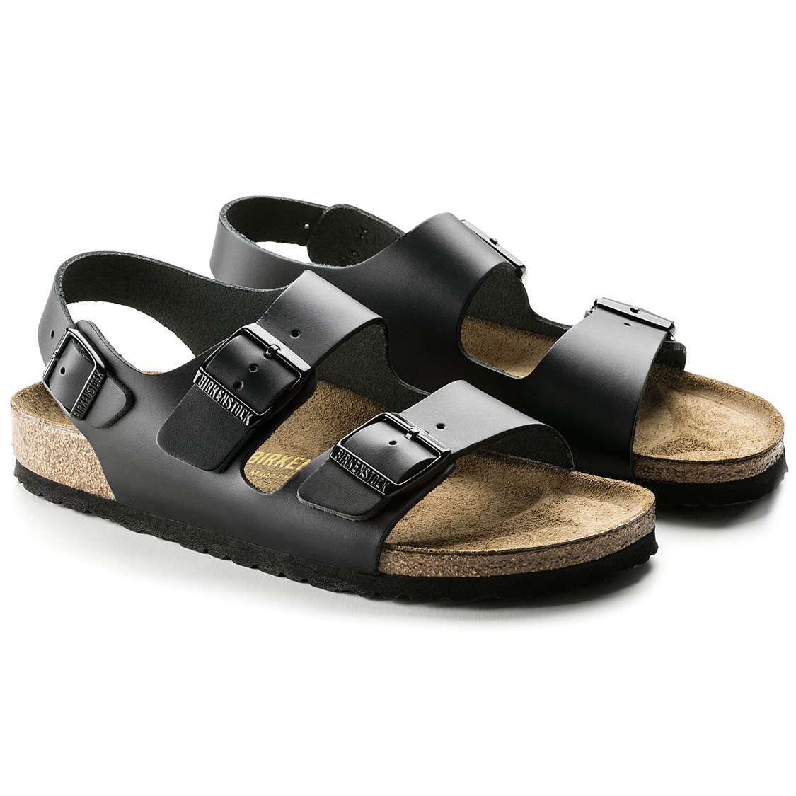 Birkenstock Milano Leather Back Strap Sandals Black | TZS44ESzdTZ