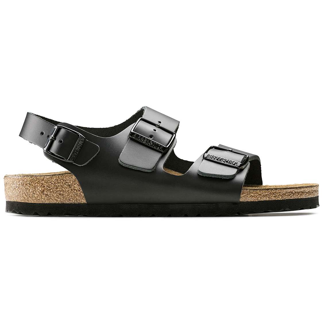 Birkenstock Milano Leather Back Strap Sandals Black | TZS44ESzdTZ