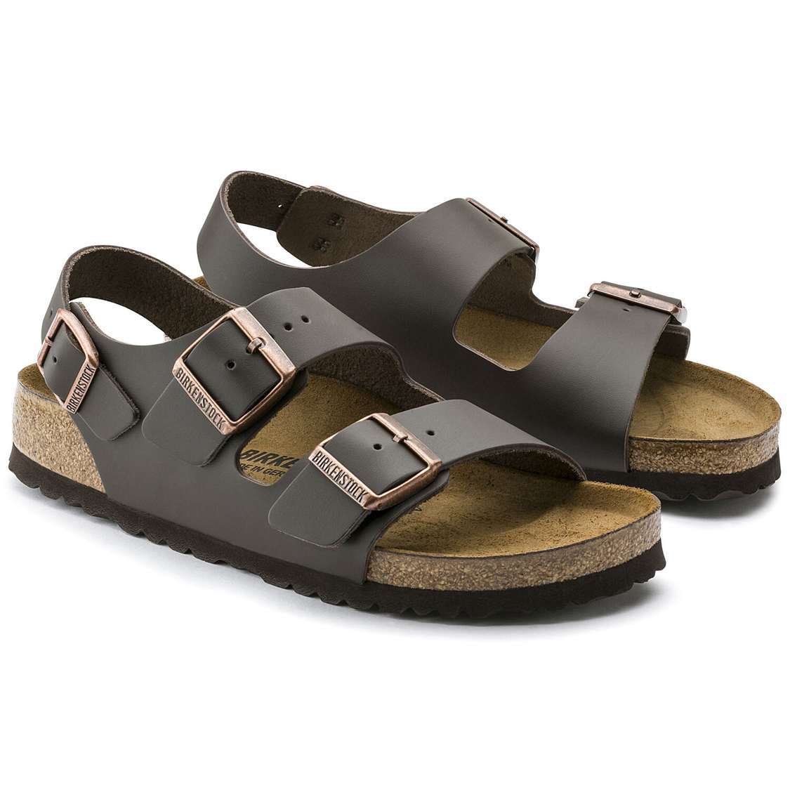 Birkenstock Milano Leather Back Strap Sandals Dark Brown | a8iNlkRisIz