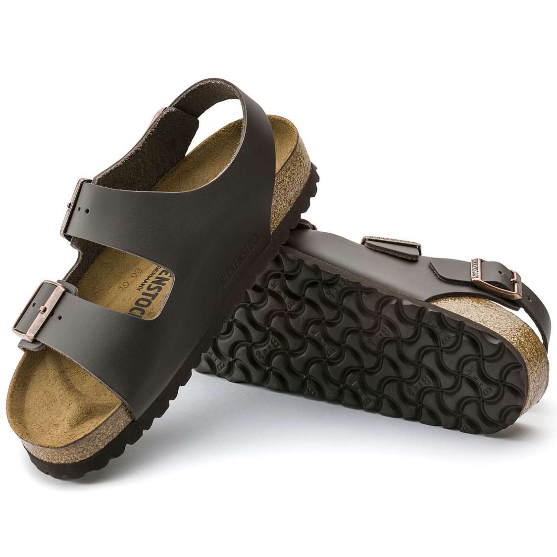 Birkenstock Milano Leather Multi Strap Sandals Dark Brown | GQv4NnC8CIv