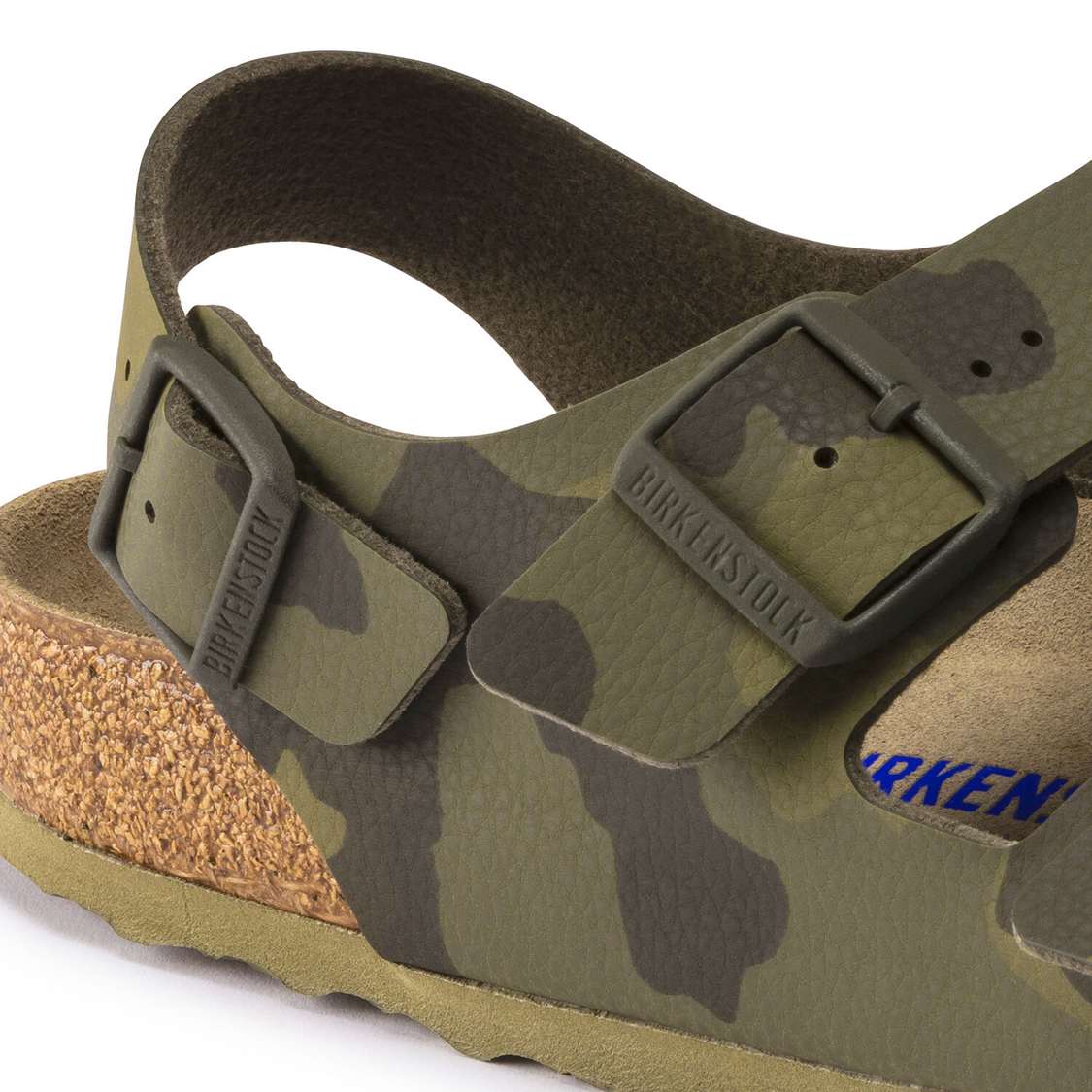 Birkenstock Milano Soft Footbed Birko-Flor Two Strap Sandals Camo Green | 6vMPOIFQ71h