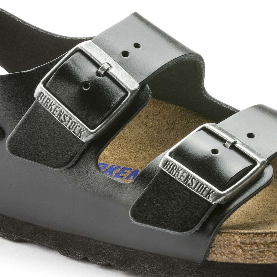 Birkenstock Milano Soft Footbed Smooth Leather Back Strap Sandals Black | 74ibMWj2c78