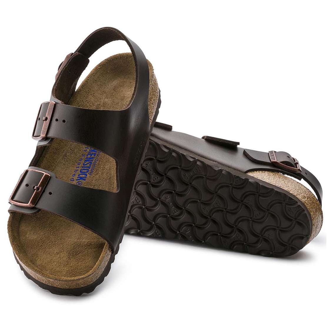 Birkenstock Milano Soft Footbed Smooth Leather Multi Strap Sandals Black | gImsUzNtf27