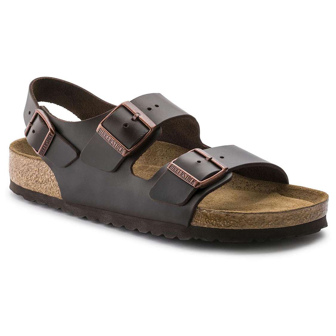 Birkenstock Milano Soft Footbed Smooth Leather Multi Strap Sandals Black | gImsUzNtf27