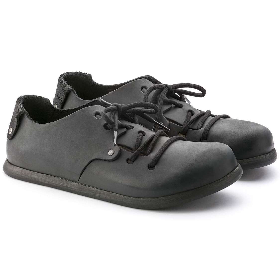 Birkenstock Montana Oiled Leather Lace Up Shoes Black | BIlrGrvp8FN