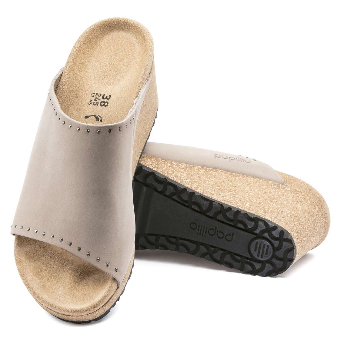 Birkenstock Namica Nubuck Leather Wedges Sandals Grey | TMqVfD7hsq2