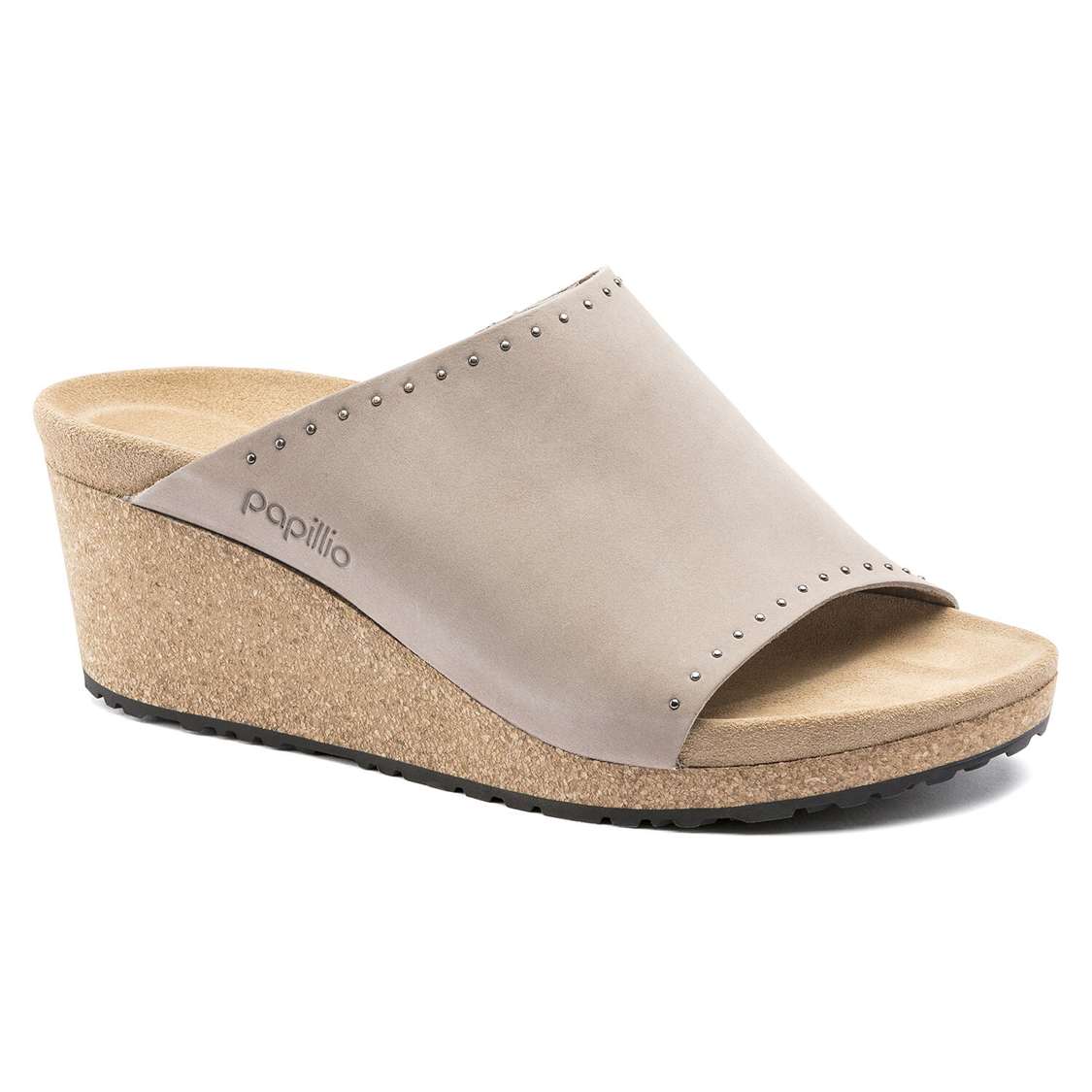 Birkenstock Namica Nubuck Leather Wedges Sandals Grey | TMqVfD7hsq2