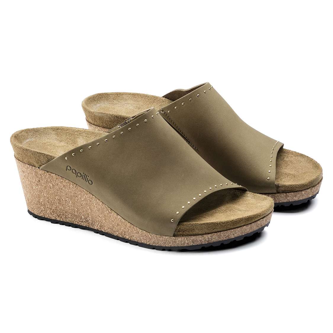 Birkenstock Namica Nubuck Leather Wedges Sandals Green | buQWms8EAqa