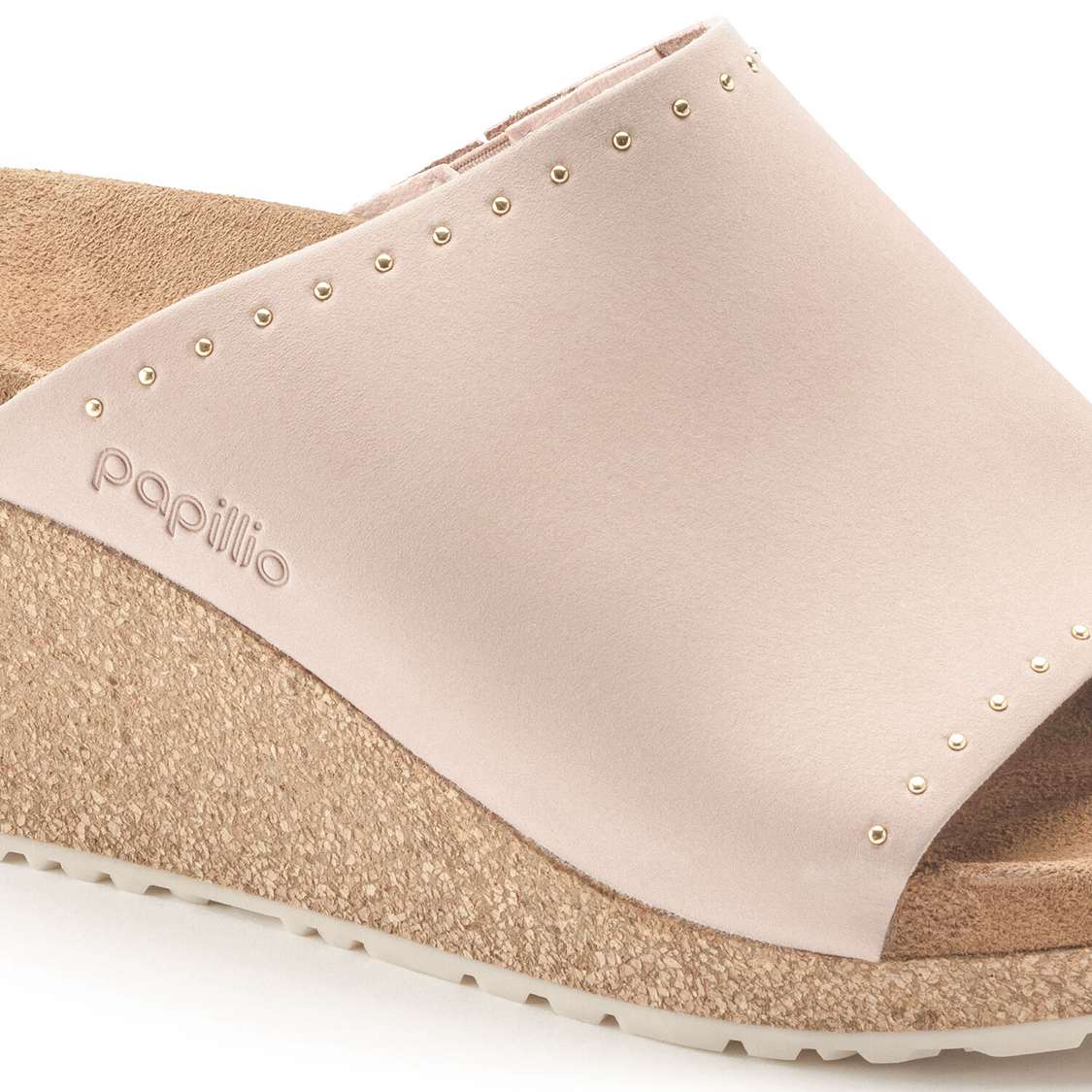 Birkenstock Namica Rivets Nubuck Leather Wedges Sandals Pink | RhudSWgPlrr