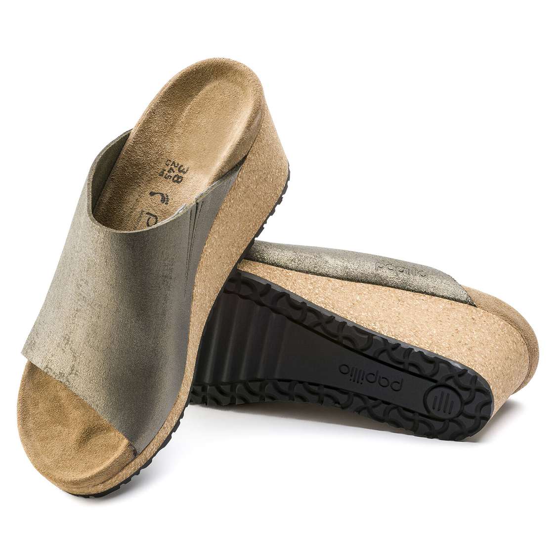 Birkenstock Namica Suede Leather One Strap Sandals Wash Grey Gold | BecsAOg3vab