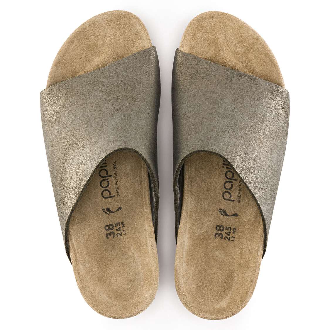 Birkenstock Namica Suede Leather One Strap Sandals Wash Grey Gold | BecsAOg3vab