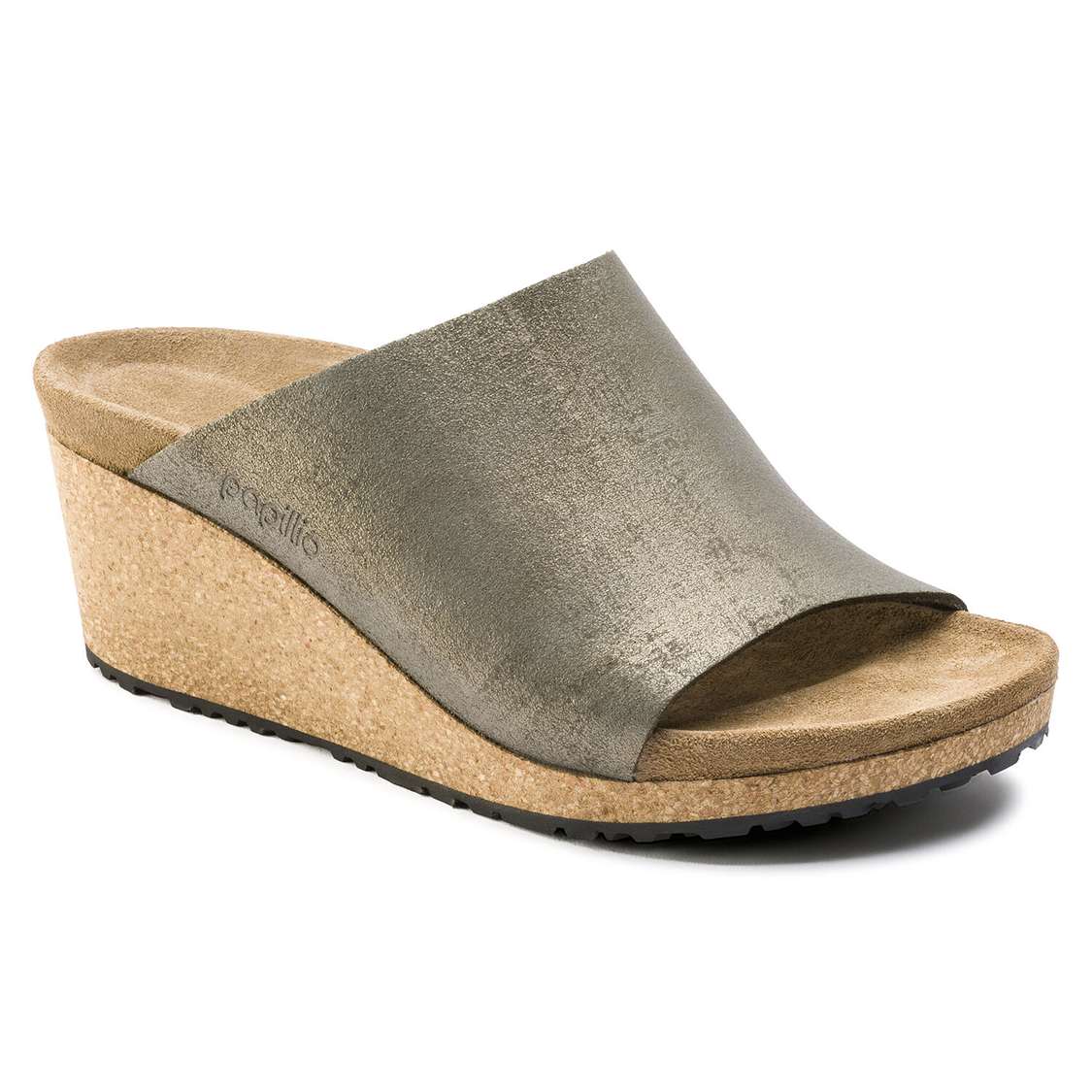 Birkenstock Namica Suede Leather One Strap Sandals Wash Grey Gold | BecsAOg3vab