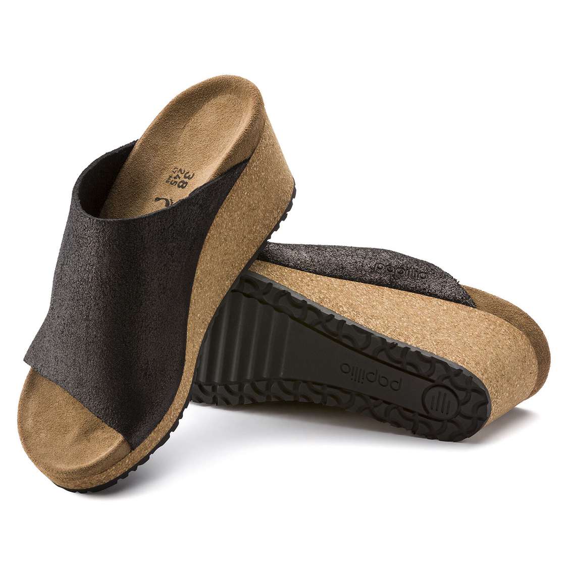 Birkenstock Namica Suede Leather One Strap Sandals Wash Black | nHjFfX8rtuv