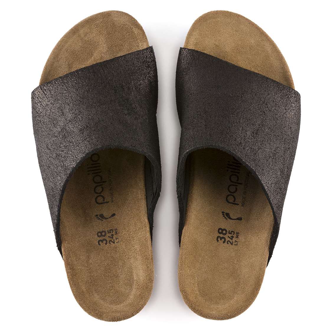 Birkenstock Namica Suede Leather One Strap Sandals Wash Black | nHjFfX8rtuv