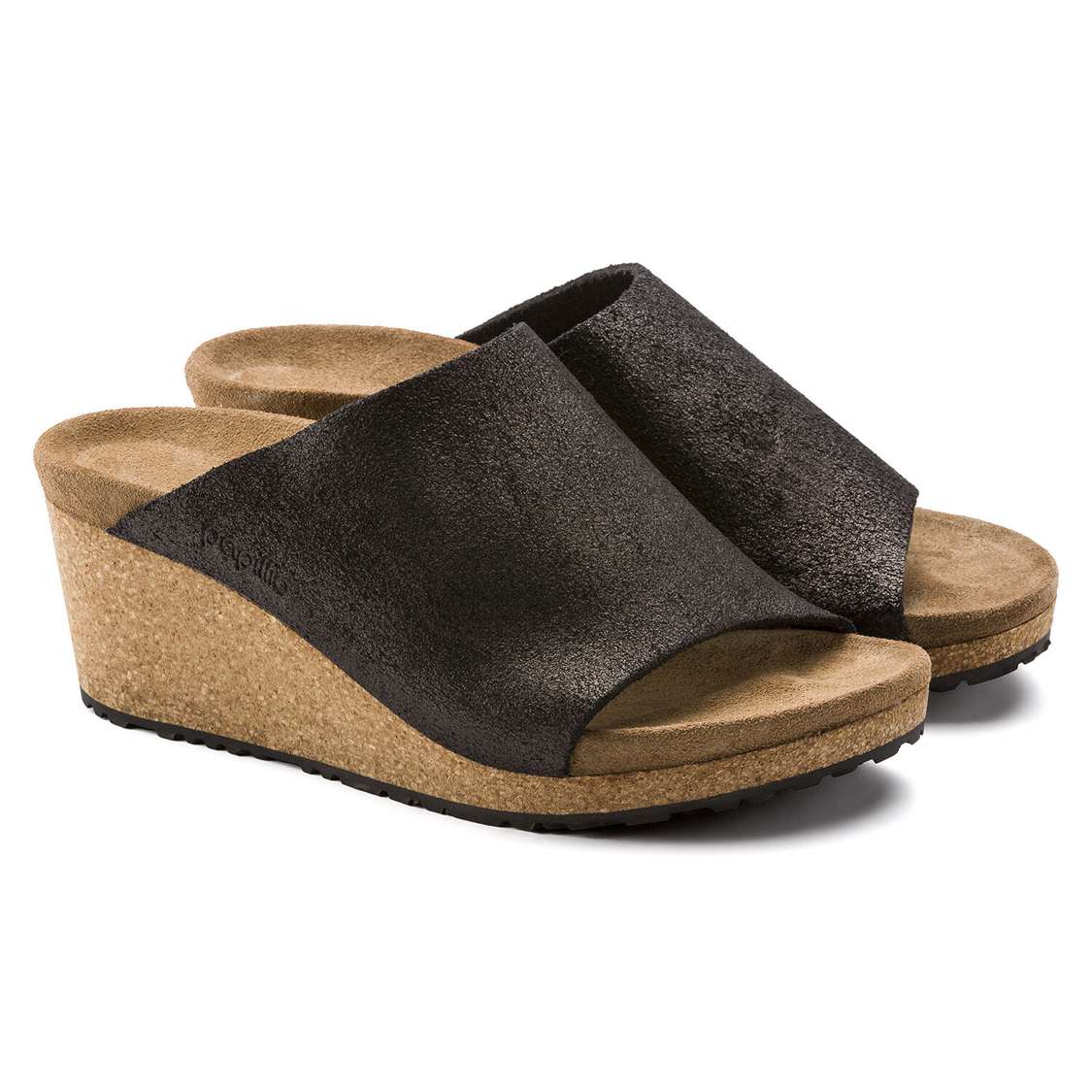 Birkenstock Namica Suede Leather One Strap Sandals Wash Black | nHjFfX8rtuv