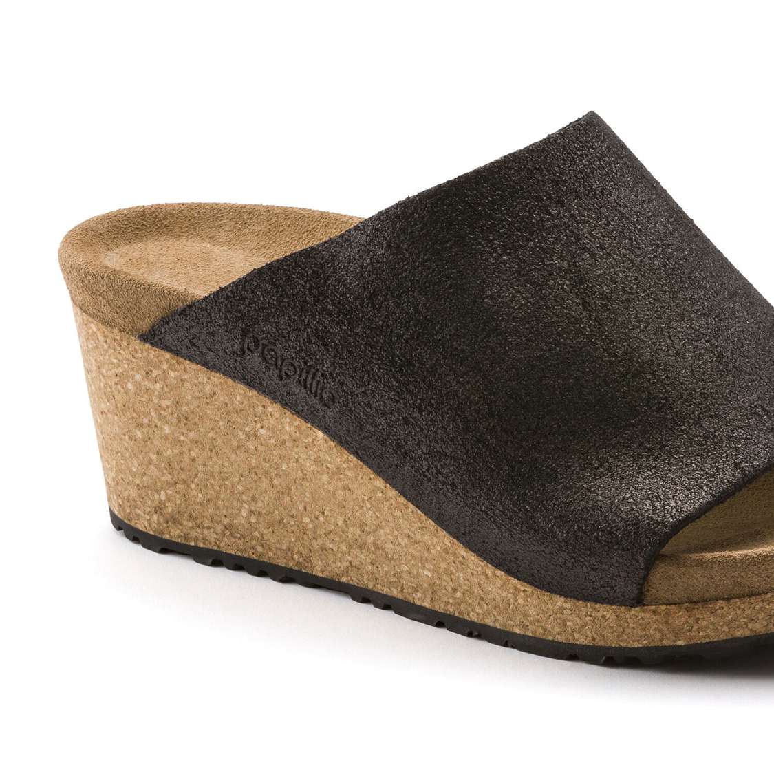 Birkenstock Namica Suede Leather Wedges Sandals Wash Black | JQj9iGq9zQO