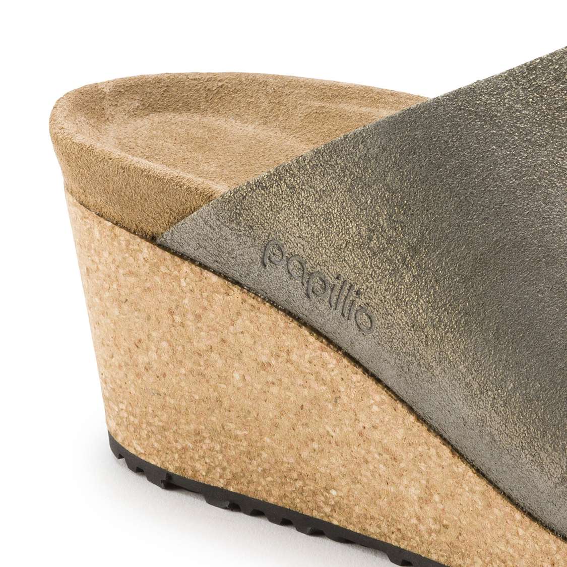 Birkenstock Namica Suede Leather Wedges Sandals Wash Grey Gold | virVXinqoFQ