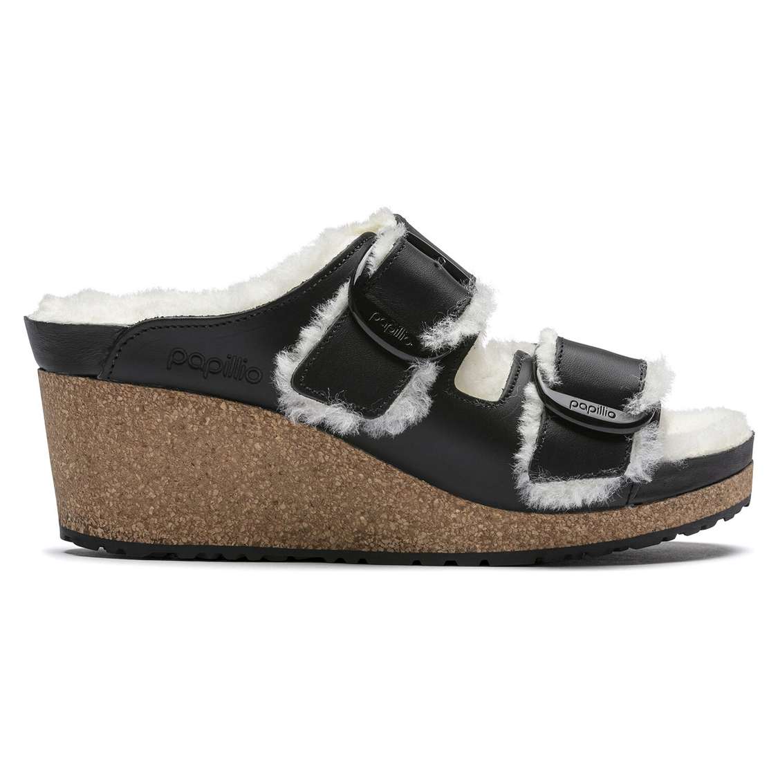 Birkenstock Nora Big Buckle Leather Two Strap Sandals Black | 9cV6HRT3hSP