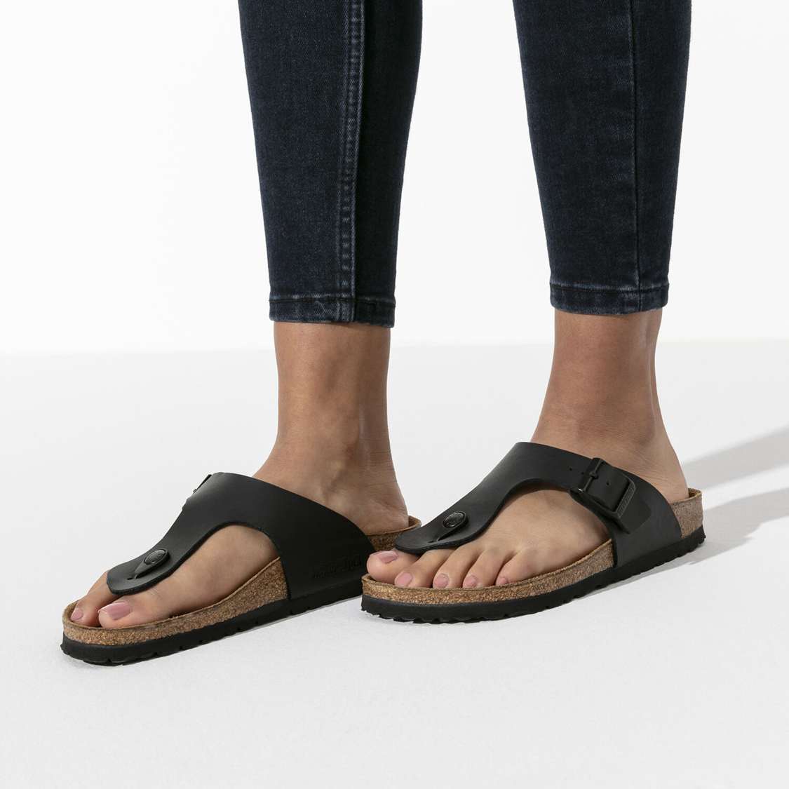 Birkenstock Ramses Birko-Flor One Strap Sandals Black | ihtdrxfO5Ck