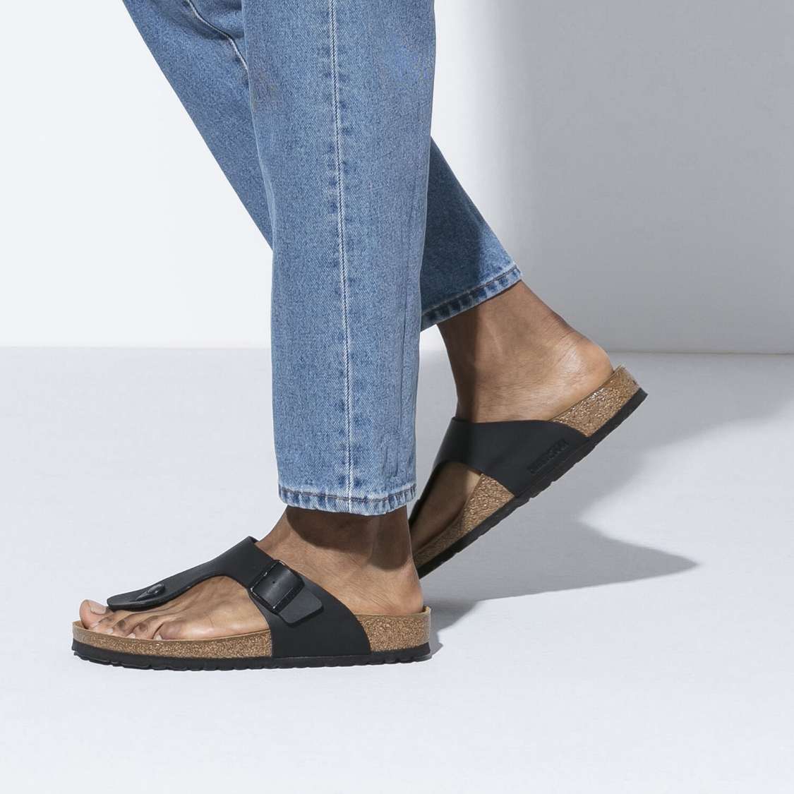 Birkenstock Ramses Birko-Flor One Strap Sandals Black | ihtdrxfO5Ck