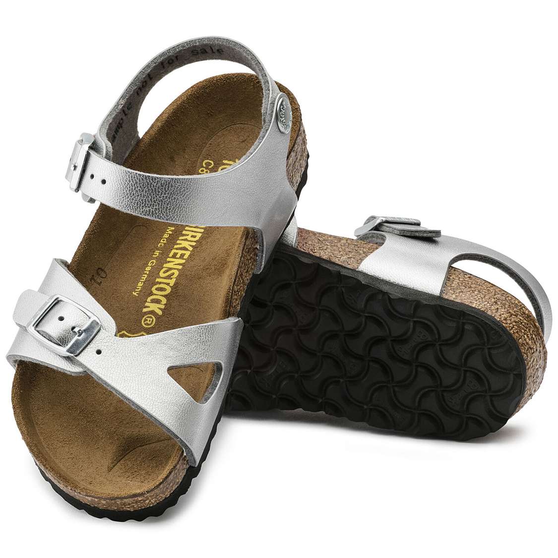 Birkenstock Rio Birko-Flor Boys Sandals Silver | E24pSoNW4TS