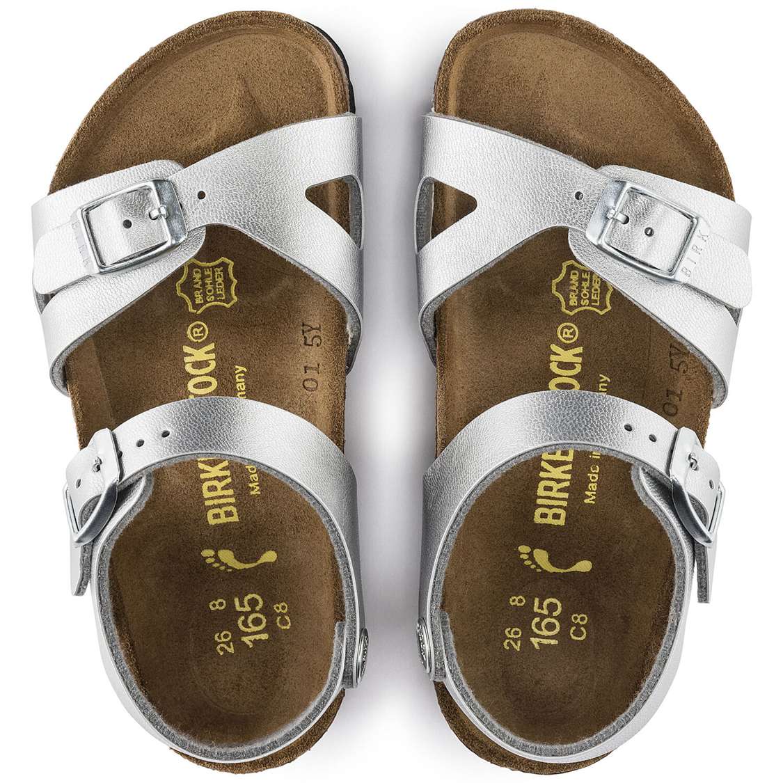 Birkenstock Rio Birko-Flor Boys Sandals Silver | E24pSoNW4TS