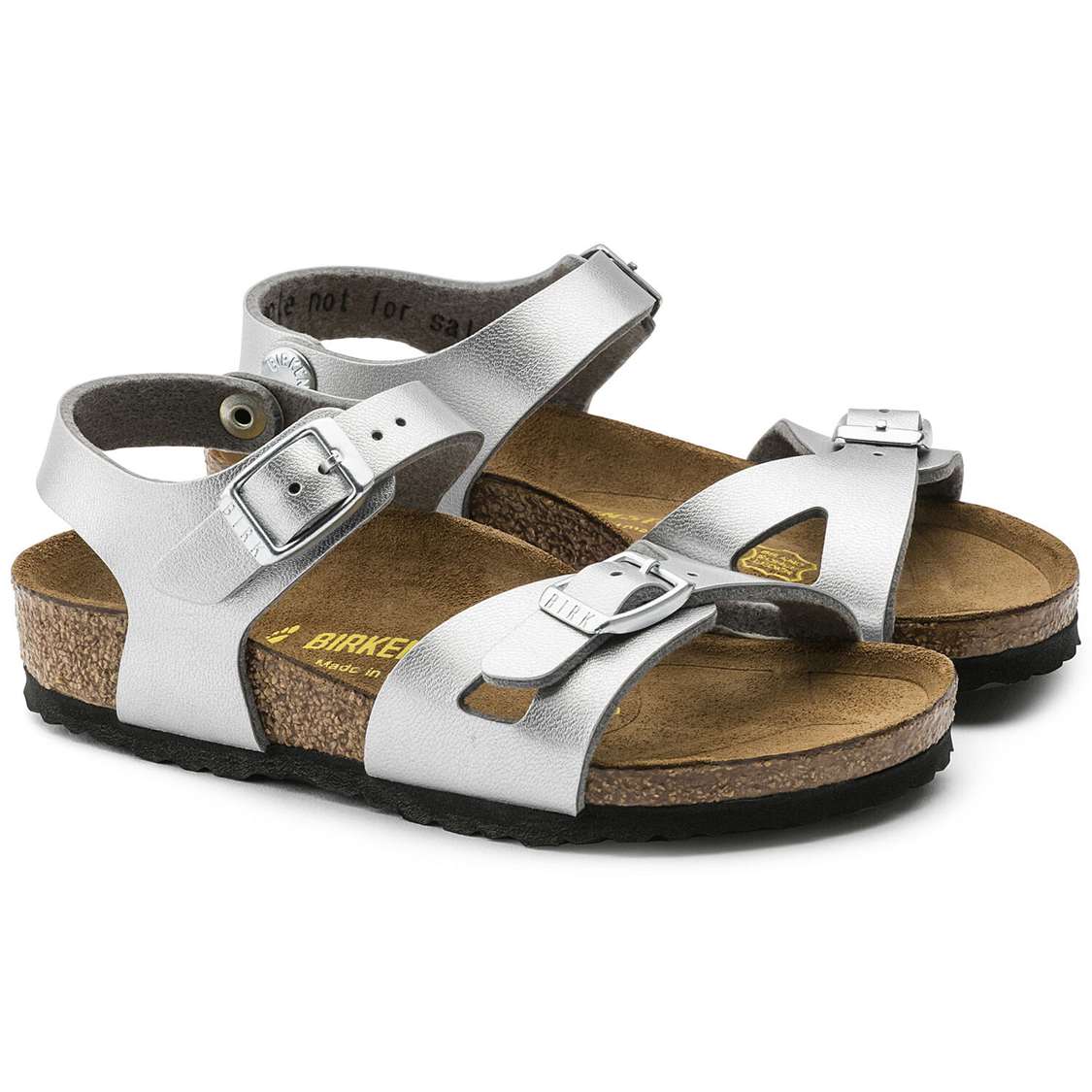 Birkenstock Rio Birko-Flor Boys Sandals Silver | E24pSoNW4TS