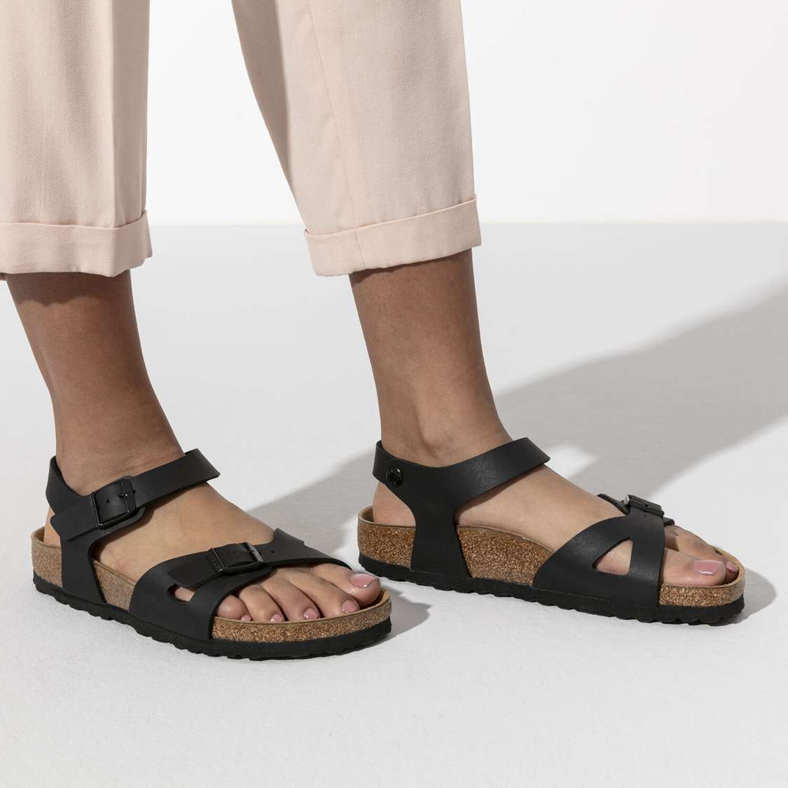 Birkenstock Rio Birko-Flor Multi Strap Sandals Black | I5bqglNKuVn