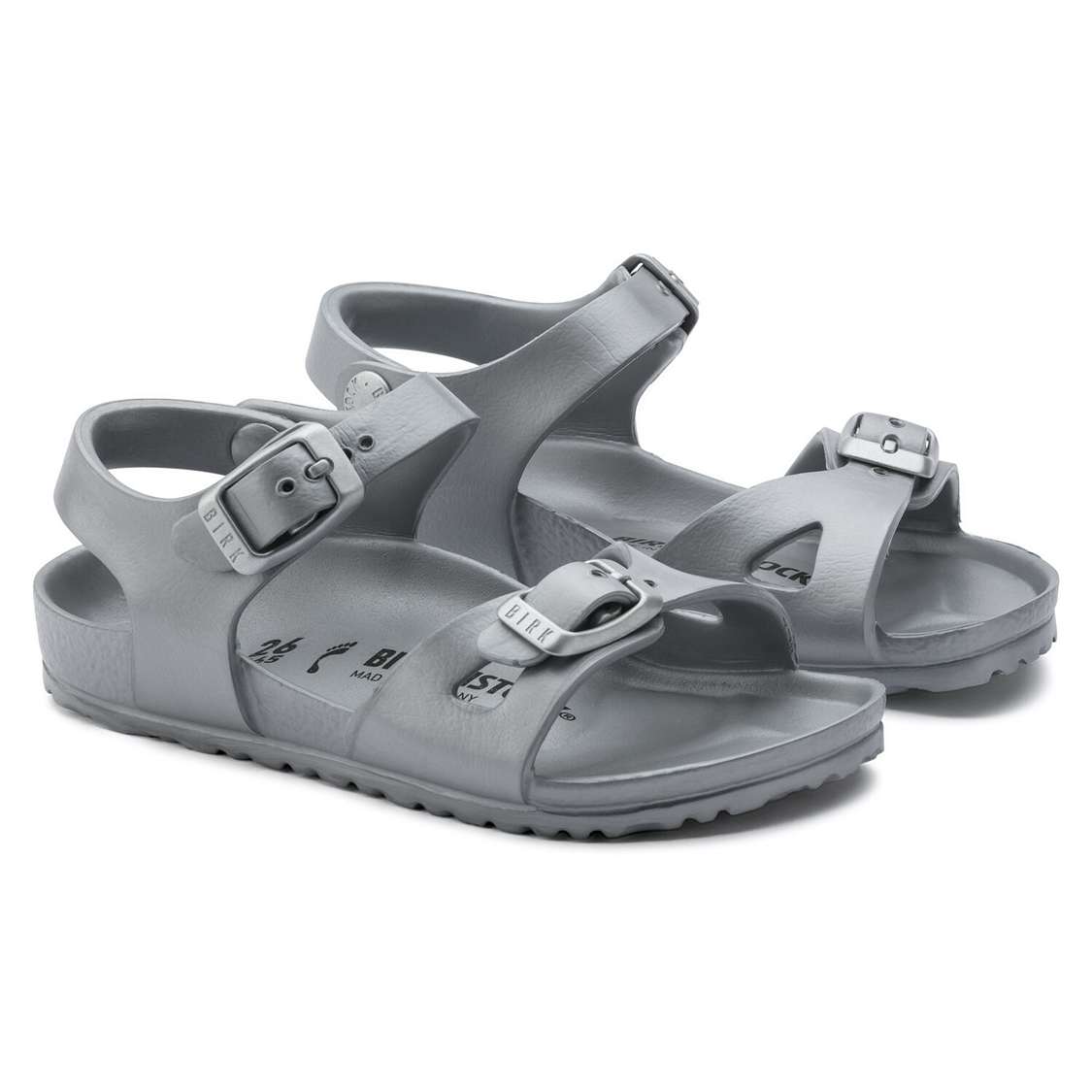 Birkenstock Rio Essentials EVA Girls Sandals Silver | KRsFDeWol71