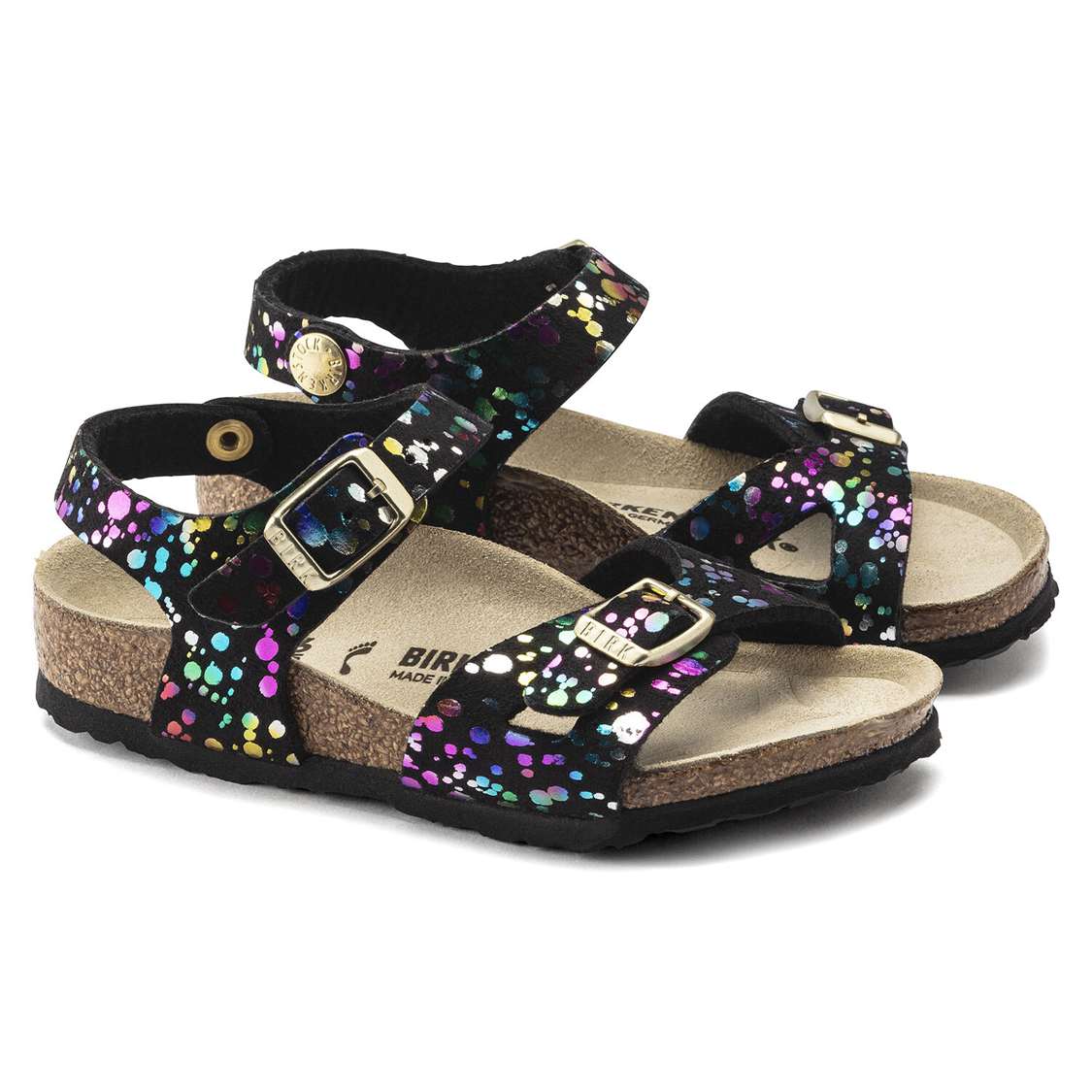 Birkenstock Rio Microfiber Girls Sandals Black | sMuRa64sOV1