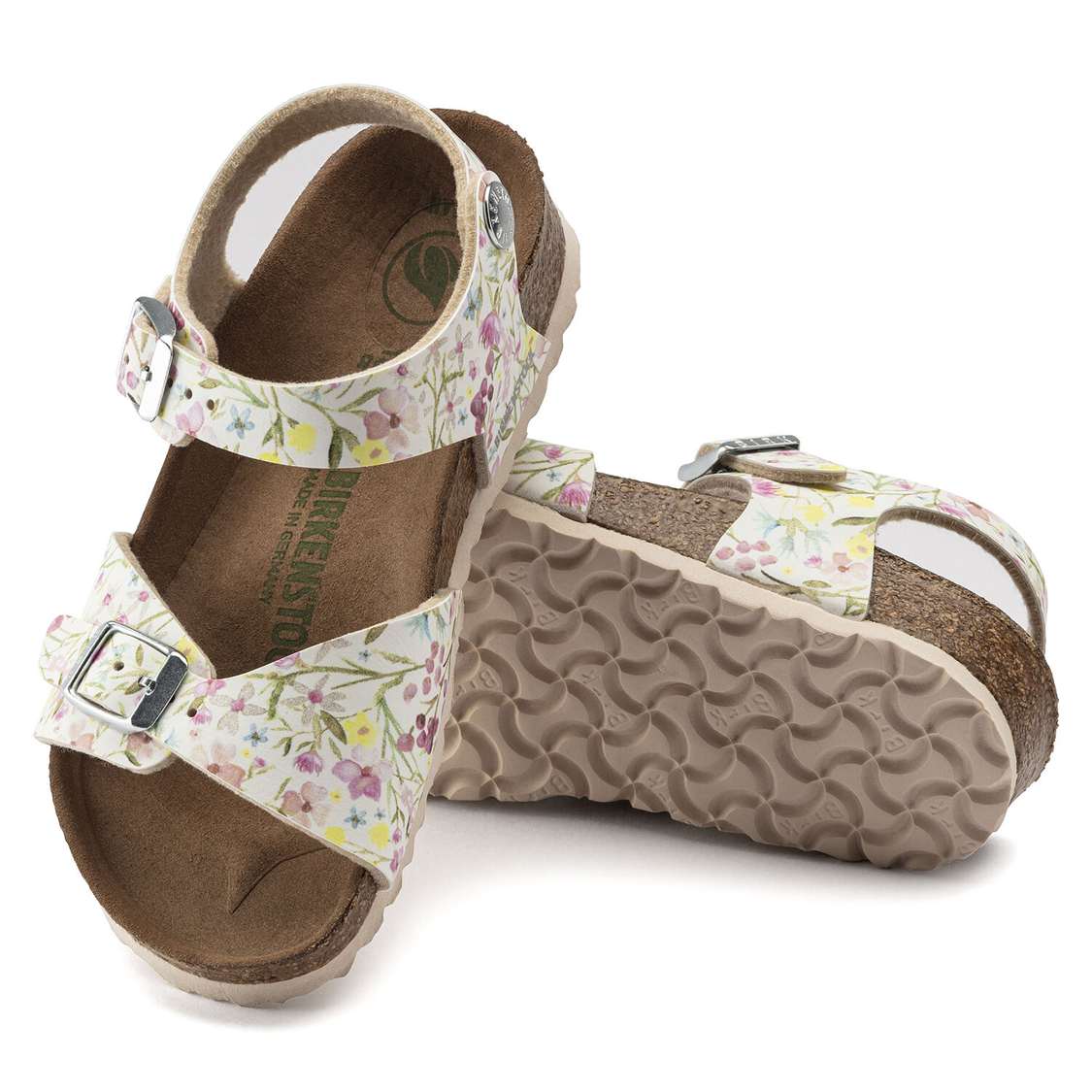 Birkenstock Rio Vegan Birko-Flor Girls Sandals Flower White | RKCHPOqgOS2